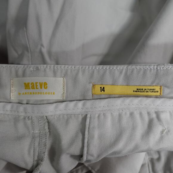 Anthropologie Maeve Pants Womens 14 Pleated Chino Wide Leg Trouser Khaki Tan 30" - Picture 8 of 11